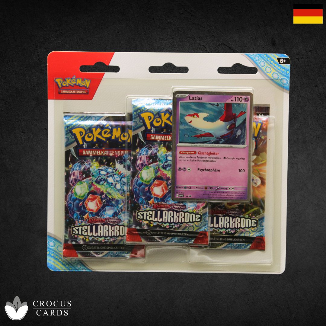 Pokémon Stellarcrown, pack de 3 cartes blister Latias (DE)