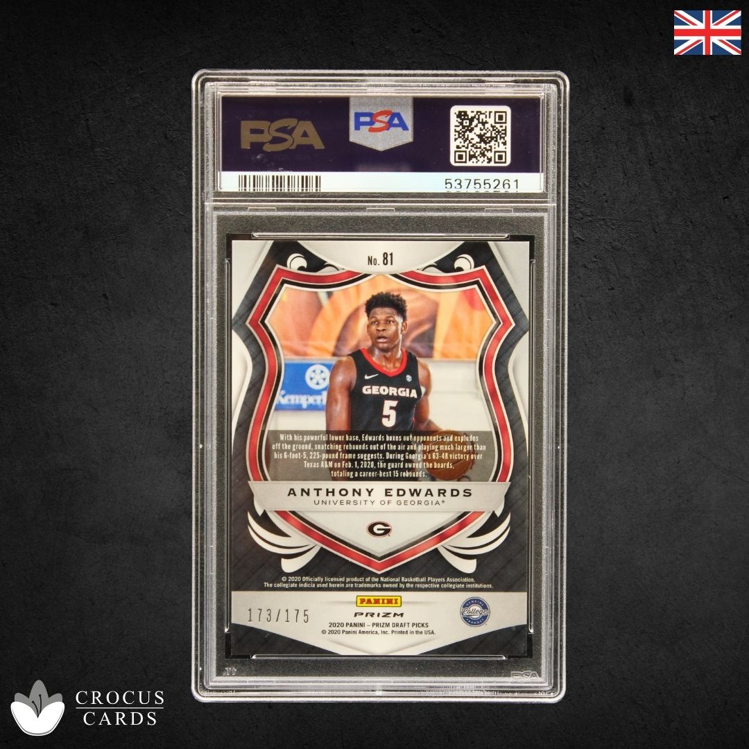 Panini Prizm DP 2020 - Anthony Edwards Rookie Blue Contre-attaque /175 - PSA 10