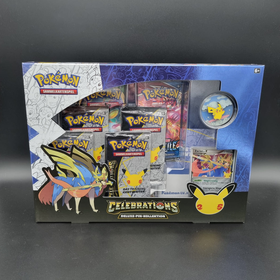 Pokemon Celebrations Zacian Deluxe Pin Kollektion Box (Deutsch)